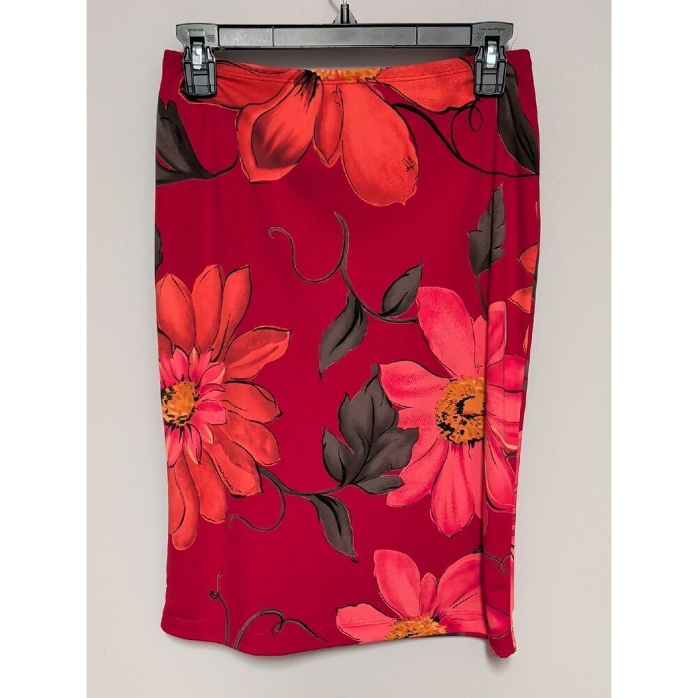 Trixxi Red Floral Pencil Skirt